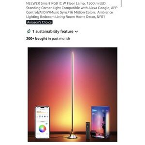 NEEWER NF01 Smart RGB Floor Lamp 1500lm LED App Alexa Google Voice Silver Indoor